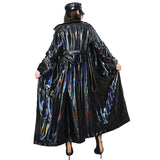 christmas outfit Dodobye Spring Soft Thin Flowy Shiny Reflective Holographic Black PVC Faux Leather Trench Coat for Women Maxi Y2K Streetwear