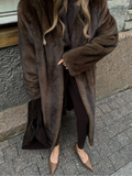 christmas outfit Dodobye Chic Women's Solid Winter Warm Faux Fur Long Coat Luxury Full Sleeve Thicken Loose Furry Jacket Female Thermal Streetwear 2024