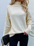 christmas outfit Dodobye Stylish Long Sleeves Loose Solid Color High-Neck Sweater Tops