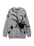 Dodobye-Spider Jacquard Tattered Hem Sweater