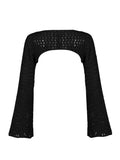 thanksgiving outfit Dodobye Women Y2k Crochet Knit Hollow Out Crop Top Long Flared Sleeve Shrug Sweater Mesh Cover Ups Cardigan Streetwear