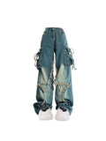 Dodobye Women Blue Cargo Jeans Baggy Vintage 90s Aesthetic High Waist Cowboy Pants Harajuku Denim Trousers Y2k Trashy 2000s Clothes 2025