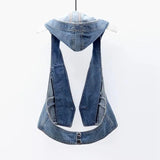 Dodobye Vintage Denim Vest Women Hooded Short Spring Summer 2025 New Korean Femme Slim Sleeveless Jacket Waistcoat Women Jeans Vest