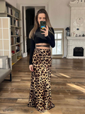 Dodobye 2024 Summer Woman Leopard Print Skirt Vintage High Waist Loose Midi Skirts Chic Elegant Casual Streetwear Women's Skirt