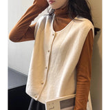 Black Friday Dodobye Elegant Sweater Vest Women Korean Button Solid Casual Basic V-Neck Knitted Tank Fashion Fall Sleeveless Lady Cardigan