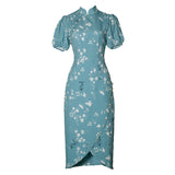 Dodobye Blue Floral Cheongsam Dress