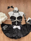 Dodobye Women Lace Top + Blakc Cake Mini Skirt + Sleeve Cosplay Vintage Clothing Black Gothic Lolita Suits Y2k Halloween 2 Piece Set