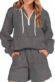 Dodobye Half-Zip Hoodie Pocket Shorts Two-Piece Set