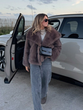 christmas outfit Dodobye Chic Women's Solid Winter Warm Faux Fur Long Coat Luxury Full Sleeve Thicken Loose Furry Jacket Female Thermal Streetwear 2024