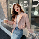 thanksgiving outfit Dodobye Pink PU Leather Jacket Women's Cropped Petite Jacket 2024 New Spring Autumn Street Style Fashion Overcoat From China Mainland