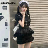 Dodobye Spring Autumn Sweet Gentle Wind Bow COS Little Maid Sets Chic Lolita College Style Folded Y2k Dress Кастюмы Для Женщин