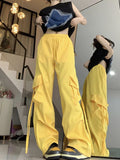 Dodobye Causal Baggy Cargo Pants High Waist Y2K Big Pockets Streetwear Student Trousers Loose Fall Korean Solid Female Pants