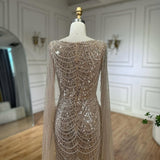 Dodobye Customized Champagne Beaded Square Collar robes de soirée Long Sleeves A-line Party Dresses Floor-Length Prom Dress 2024-(PRE-ORDER)