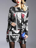 christmas outfit Dodobye Long Sleeves Loose Letter Print Printed Round-Neck Knitwear Pullovers Sweater Tops