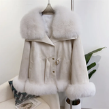 thanksgiving outfit Dodobye 2024 Winter New Style Whole Leather Fox Fur Jacket Women's Youth Petite Cropped Fashionable Fur Sweater Coat