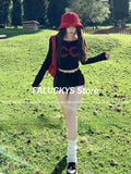 Dodobye 2025 Spring New Y2k Sexy Lace Patchwork Shorts Suits Contrast Color Crop T-shirt + High Waist Bandage Shorts Chic Two-piece Set