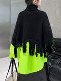 christmas outfit Dodobye A-Line Long Sleeves Asymmetric Fringed Split-Joint High Neck Knitwear Pullovers Sweater Tops