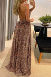 Dodobye-Sexy Leopard Print Halter Maxi Dress