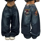 Dodobye Y2K Southpole denim Jeans American Retro Gothic Graphic Embroidery Baggy Jeans Women Harajuku Hip-Hop Wide Leg Pants Street Wear