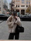 christmas outfit Dodobye White Elegant Lapel Fluffy Faux Fur Thermal Coat Women Fashion Long Sleeves Thick Warm Jacket 2024 New Chic Lady Winter Overcoat