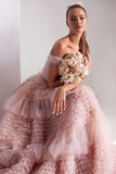 Dodobye Light Pink Ball Gown Evening Dress Sweet Tulle Sweep Train Prom Dress 2025 Off Shoulder Party Dress  فساتين مناسبة رسمية-(PRE-ORDER)