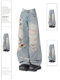 Dodobye Women Blue Baggy Ripped Jeans Vintage Cowboy Pants Harajuku Wide Leg Denim Trousers Y2k Trashy Japanese 2000s Style Clothes 2025