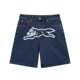 Dodobye Hip hop Fly Dog print denim shorts men wide leg loose retro jeans Y2k streetwear fashionable shorts Jorts summer new collection