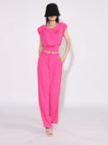 Dodobye Back Bow Tie Top and Wide Leg Trousers Set