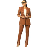 thanksgiving outfit Dodobye Women's Slimming Lapel PU Leather Suit Jacket Skirt Set Professional Style Independent Station WISH Explosion Model Autumn Winte