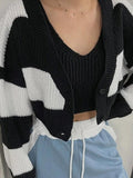 Dodobye-Stripe Splice Short Knit Cardigan