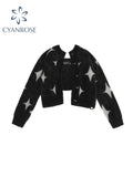 Dodobye Korean Fashion Graphic Knitted Sweater Woman Harajuku Sweet Oversized Cropped Tops Off Shoulder Casual Loose Jumper Y2K