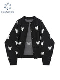 Dodobye Korean Fashion Y2k Cardigan Women Butterfly Pattern Autumn Vintage Harajuku Long Sleeve Gothic Black Loose Casual Female Sweater