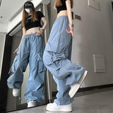 Dodobye Hip Hop Y2K Cargo Pants Women Streetwear Harajuku Big Pockets Casual Trousers Korean Loose High Waist Design Solid Pants Z