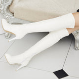 thanksgiving outfit Dodobye Ladies Over-Knee High Boots Pointed Toe Thin Heels Platform Size 32-45 Black White S2687