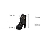 thanksgiving outfit Dodobye Red Yellow White Women Ankle Boots Platform Lace Up High Heel Short Female Buckle Autumn Sexy Ladies Shoe 50