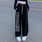 Dodobye Women Streetwear Letter Sweatpants Loose High Waist Retro Harajuku Trousers Casual Lace Up American Fall Bf Oversize Pants