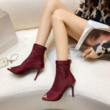 Dodobye Jazz Dance Boots with Fish Mouth, Cool Shoes, Simple Style, Hollow, Short Tube, High Heel, New Fashion, Summer, 2025