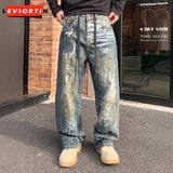 Dodobye American High Street Fashion Brand Printed Hand-Painted Graffiti Loose Straight Tube Hanging Feeling, Handsome Jeans For Men