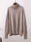 christmas outfit Dodobye High-Low Long Sleeves Solid Color Split-Joint High Neck Sweater Tops