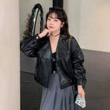 thanksgiving outfit Dodobye Plus Size Plus Size Women's Leather Jacket Casual Cropped Top For Autumn 2024 Stylish Women's Clothing Sweet Curved Design