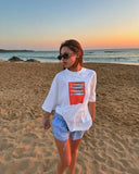 Dodobye Oversized Summer Cherry Graphic T Shirts Casual Y2k Tops Couple Streetwear Gothic Harajuku Clothes Goth Women Clothing