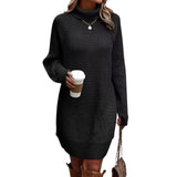 thanksgiving outfit Dodobye Women s Fall Mini Dress Long Sleeve Turtleneck Solid Color Knitted Dress Casual Sweater Dress