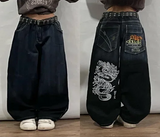 Dodobye Fashion gothic geometric skull graphic design high waisted for jeans y2k aesthetic hip hop popular versatile wide leg baggy pant