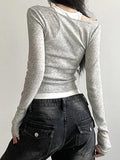 Dodobye-Slim Tank Top Cowl Neck Two Piece Long Sleeve Knit