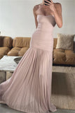 Dodobye Mermaid Mesh Strapless robes de soirée Sleeveless Floor-Length Evening Dresses Draped Valentines Day Formal Wedding Dress-(PRE-ORDER)