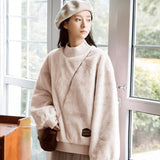 christmas outfit Dodobye Versatile plush loose turtleneck sweatshirt for women for age reduction autumn and winter 2025 new Korean style plus velvet