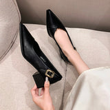 Dodobye 2025  Pumps Shoes Genuine Leather Office Lady Pointed Toe  & Career Slip-On Elegant  Women Low Heels