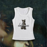 Dodobye Gothic Y2k Sleeveless Tank Top Women's Streetwear Punk Graphic Print Cute Grunge Crop Top 90s Vintage Sexy Bustier Baby Tee