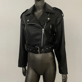 thanksgiving outfit Dodobye 2024 Spring Autumn Motorcycle Jacket Slimming Pu Leather Cropped Jacket Women's High-end Feel Petite Crop Top