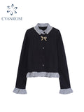 Dodobye Women's Navy Cardigan Sweater Harajuku Preppy Style Long Sleeves Sweaters Jumper Aesthetic Vintage Y2k 2000s Emo Clothes Autumn